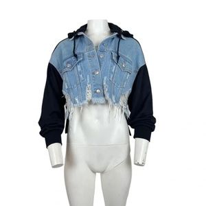 Jean Jacket With Hoodie Light Wash & Black